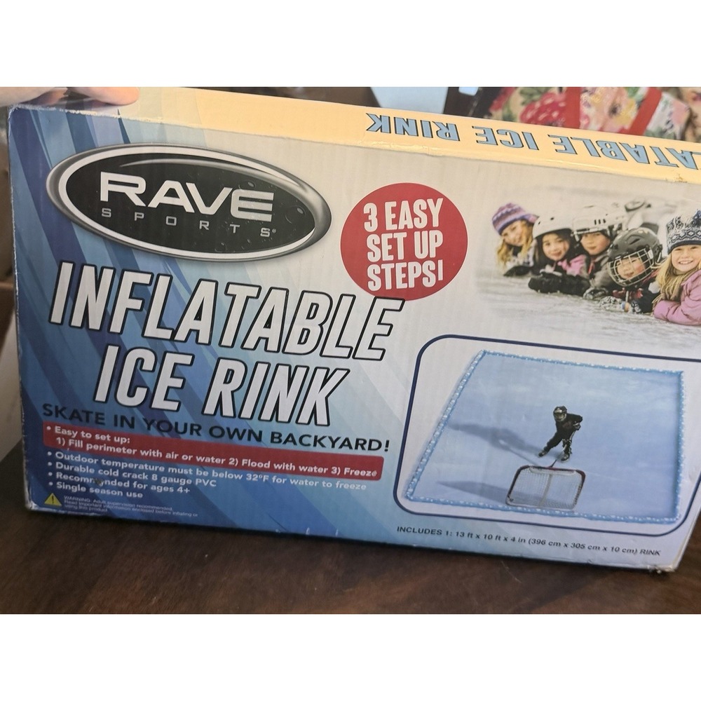 New Rave Sports Backyard Inflatable Ice Rink 13'x10' x4' figure Skate Hockey